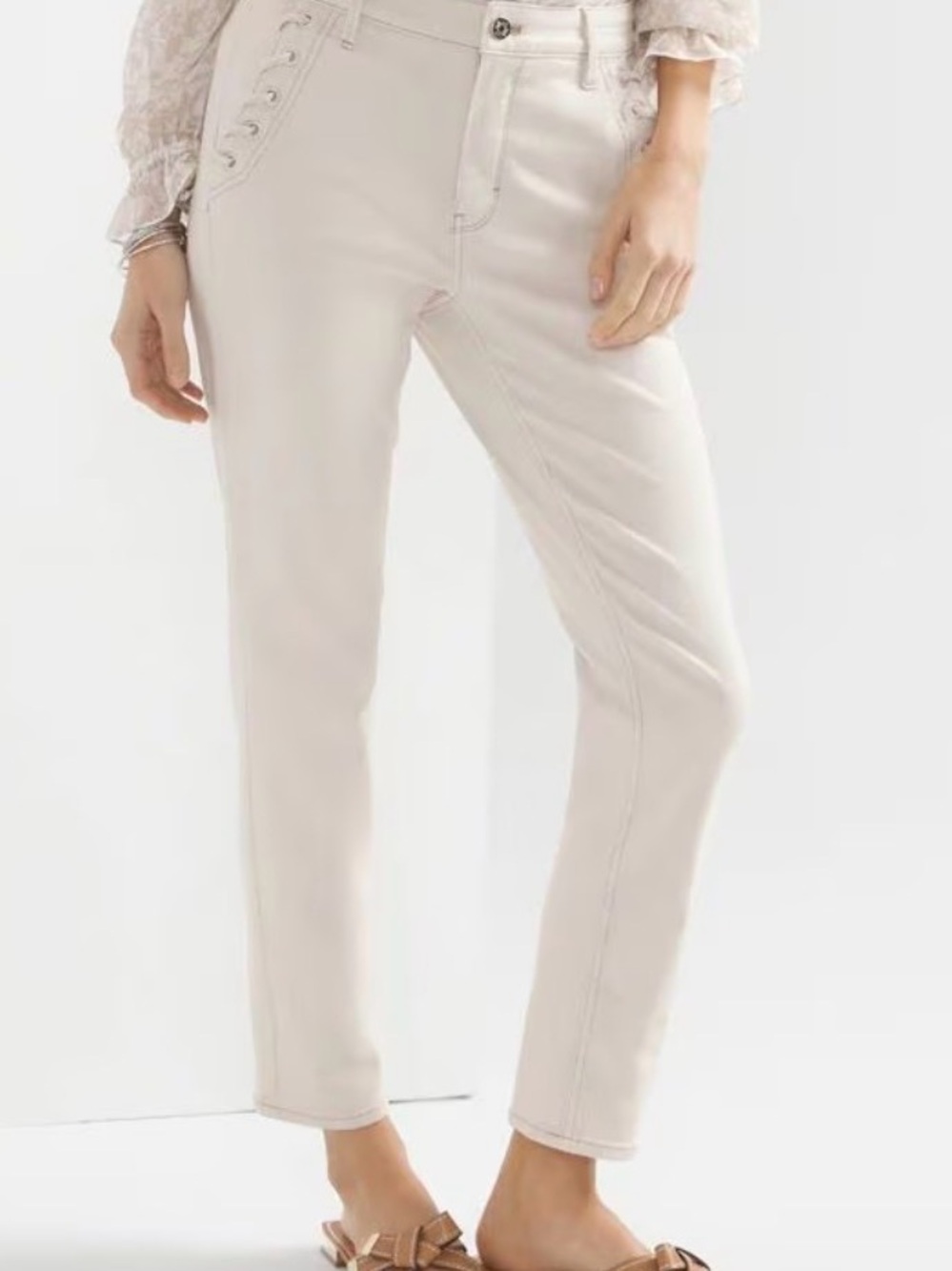 White House Black Market High-Rise Grommet Slim Crop Jeans